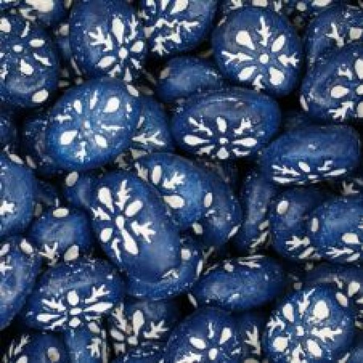 Flat Oval Clay Beads, Dark Blue, Pack of 10